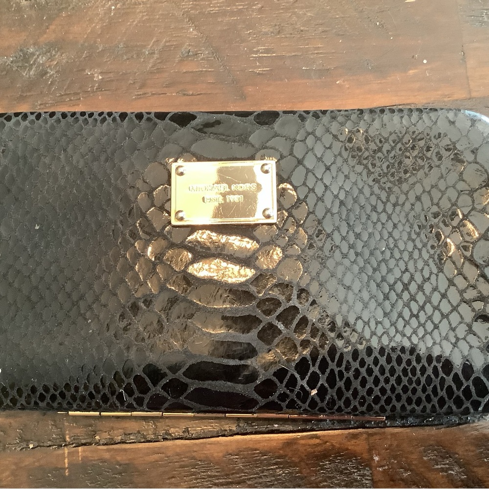 Michael Kors black faux snake skin wallet